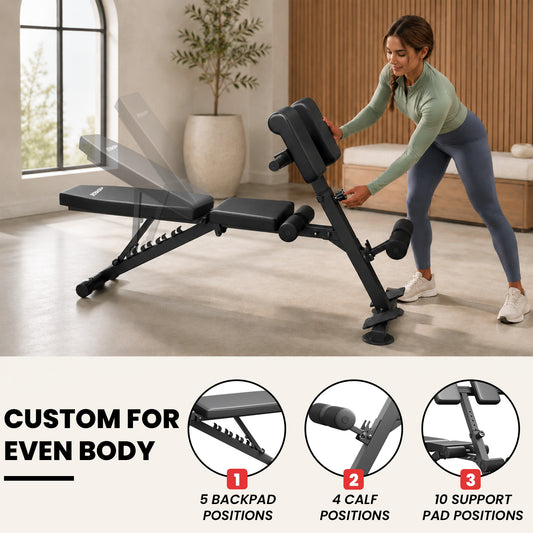 YYJO 500LBS Adjustable Roman Chair & Weight Bench | For Home Gym, with incline/decline/flat & back extension for full-body training