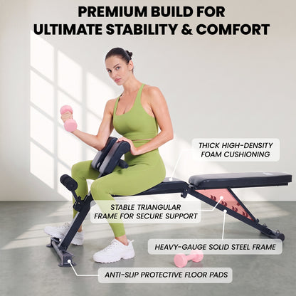 YYJO 500LBS Adjustable Roman Chair & Weight Bench | For Home Gym, with incline/decline/flat & back extension for full-body training