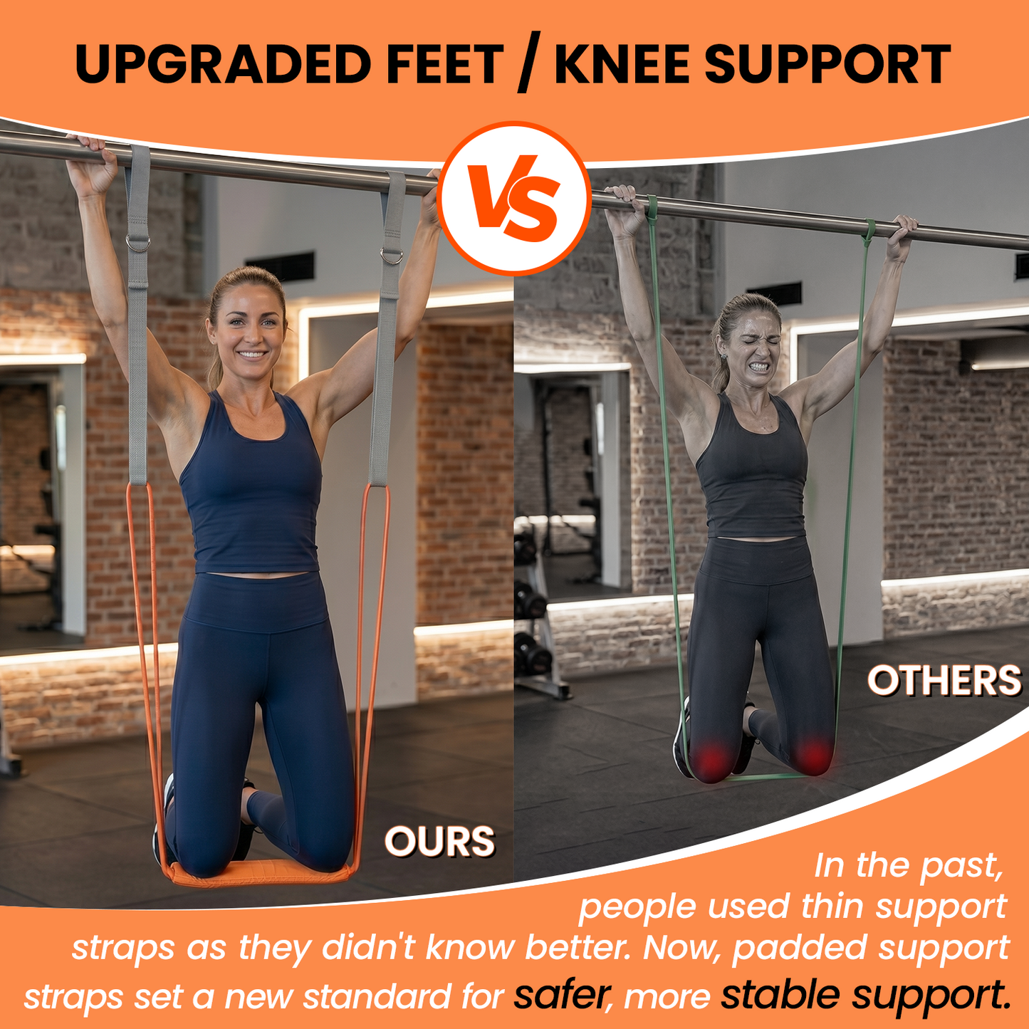 YYJO Heavy Duty Pull Up Assistance Bands, Dual Foot Pedals & Knee Pads, 6 Resistance Levels, Adjustable Length Portable Home Gym Bands