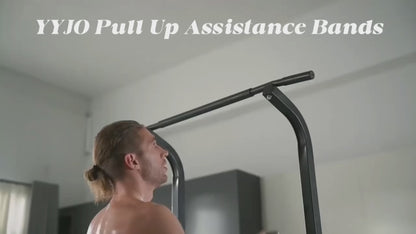 YYJO Heavy Duty Pull Up Assistance Bands, Dual Foot Pedals & Knee Pads, 6 Resistance Levels, Adjustable Length Portable Home Gym Bands