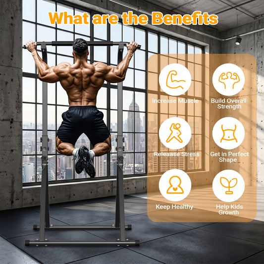 YYJO Foldable Pull Up Bar Free Standing Multi-function Power Tower Dip Bar Home Gym Strength Training Equipment