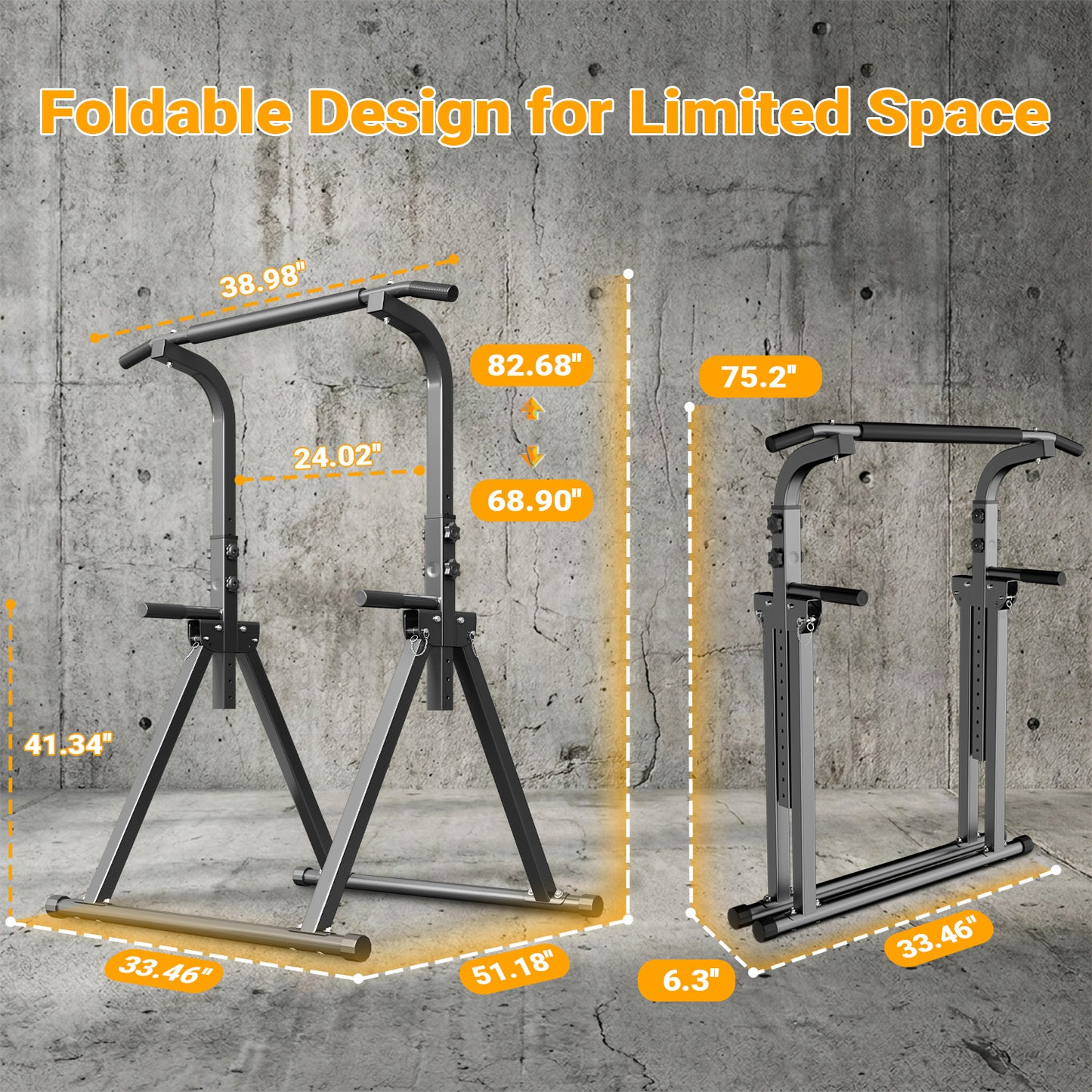 YYJO Foldable Pull Up Bar Free Standing Multi-function Power Tower Dip Bar Home Gym Strength Training Equipment