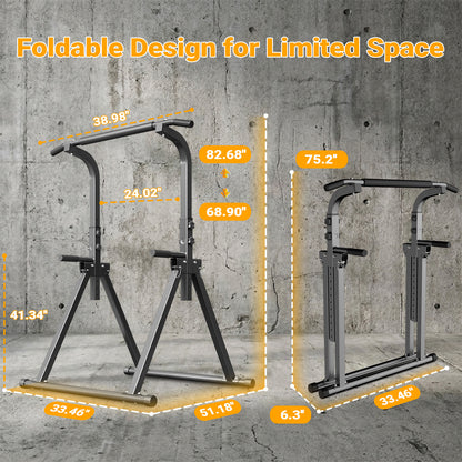 YYJO Foldable Pull Up Bar Free Standing Multi-function Power Tower Dip Bar Home Gym Strength Training Equipment