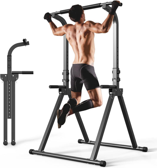 YYJO Foldable Pull Up Bar Free Standing Multi-function Power Tower Dip Bar Home Gym Strength Training Equipment